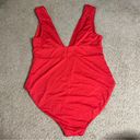 ANDIE  Mykonos Plunge One-Piece Long Torso Swimsuit in Cherry Red Sz. Large Tall Photo 6