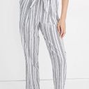 Madewell  Linen-Cotton Paperbag Pants in Dark Baltic Stripe Size 8 EUC Photo 0