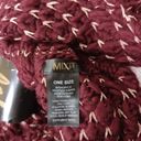 Mixit 🍎5/25 NWT  Infinity Knit Scarf Burgundy Golden Metallic Photo 5