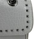 Badgley Mischka  Crossbody/Shoulder Chain White Vegan Leather Studded Croco Bag Photo 6