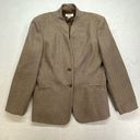 Talbots  Blazer Womens 16 Wool checkered Weave Brown Cream Longer Mandarin Photo 0