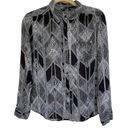 Guess Women’s Sheer Shirt Long Sleeve Button Up Blouse Black White Gray Size M Photo 10