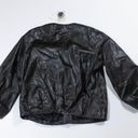 Vince NEW  Solid Black Collarless Cropped Leather Jacket Coat Small Photo 2