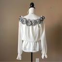 Liliana SIMPLY  | White Rosette Off-Shoulder Pepulum Blouse Sz M Photo 5