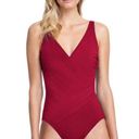 Gottex  Contour Lattice Square Neck One Piece Swimsuit Merlot Size 14 NWT Photo 0