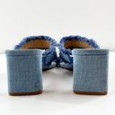 Schutz  Amely Slip On Fringed Double Strap Mid Block Denim Mule Sandal Blue 8 Photo 7