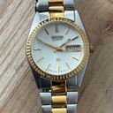 Seiko  SQ Ladies Watch White Dial Day Date Window Two-Tone Bracelet Vintage Photo 4