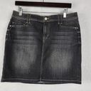 White House | Black Market  Womens Skirt Size 10 Black Denim Mini Faded Button Zip Photo 0