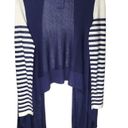 BCBGMAXAZRIA  Open Front Draped Cardigan Silk/Cashmere Blend in Navy and Cream Photo 4