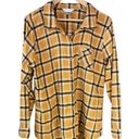 Christopher & Banks  Women's Shirt Sz XL Yellow Black Plaid Flannel Button Up Photo 0