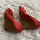 American Eagle New Orange suede peep toes wedge shoes, Size 7 Photo 5