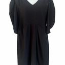 Black Halo  Black Sheath Puff Ruched ¾ Sleeve V-Neck Dress size 16 Professional Photo 0