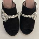 Gucci  Maxime Black Suede Crystal Horsebit Open Toe Mules High Heel Sandals 37.5 Photo 4