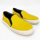 Burberry  Yellow Croc Textured Leather Slip-On Flat Sneakers Size 35 Photo 0