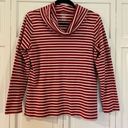 L.L.Bean  red striped cowl neck pullover medium Photo 1