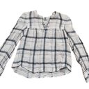 Rebecca Taylor La Vie  Crepe Cotton Pink & Blue Plaid Long Sleeve Top - Small Photo 6