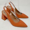 Nordstrom  Polina Coral Leather Pointed Toe Slingback  Block Heels, NEW Size 5.5 Photo 5