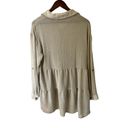 Miou Muse Women's Long Sleeve Beige Tunic Lagonlook Longsleeve Blouse Photo 1