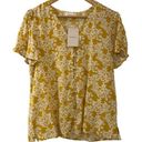Bohme  Blouse Short Sleeve Mustard Floral Print Size Small Women’s NWT Photo 0