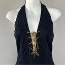 Cello  Authentic Jeans USA Vintage Halter Lace Up Flare Denim Jumpsuit Photo 5