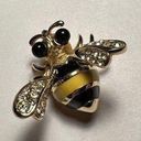 Rhinestone & Enamel Bee Insect Gold Tone Yellow & Black Brooch Pin Moving Wings Photo 0