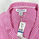 Tommy Bahama  Pink Linen Shirt Tie Front Sleeveless Gingham Way Camp Shirt Sz XL Photo 2