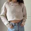 Northern Reflections  Cream Floral Embroidered Knit Sweater Size XL Photo 8