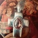 Sterling Silver Large Antique  Cross With Quality Citrine Stine Photo 0