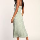 Lulus Regal Romance Sage Floral Jacquard Pleated Satin Midi Dress Photo 1