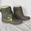 Khombu  Faux Fur Duck Boots Booties Kathleen Waterproof Olive Green Sz 11 New Photo 0