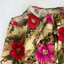 American Vintage Caribou (2X)  80s Womens Cream Floral Aloha Blouse Top Shirt Photo 4