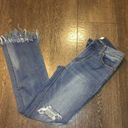 Free People  Great Heights Medium Wash Fray Distressed Skinny Jeans Size 24 Photo 6