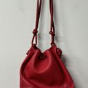 ZARA  Basic Bucket Bag Red Shoulder Bag Purse Y2K Pebble Leather Boho Photo 4