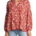 Caslon Shirred Popover Top Coral Bell Floral Rust/Wine Small NWT Casual Blouse Photo 0