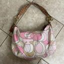 Coach  hobo canvas bag y2k pink shoulder purse
 Top zip pink white Photo 11