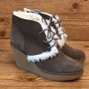 Gap  NEW YORK “Gwen Shearling” Tree Bark Suede Wedges Boots ladies size 9 Photo 4