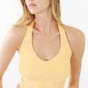 NIKIBIKI New Yellow Ribbed Halter Crop Top Photo 0