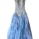 Sue Wong  Silk Dress Hand Beaded Evening Gown Party Fancy Blue Size 4 Photo 0