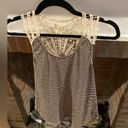 Bohemian Crocheted Lace Tank Stripes Black and White size Medium Photo 3