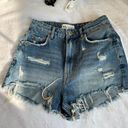 ZARA High Waisted Jeans Denim Jean Ripped Shorts Photo 0