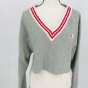 Champion  Life Reverse Weave Yarn Dye Stripe Cropped V-Neck Sweatshirt Women's S Photo 0