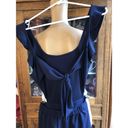 PRETTYGARDEN  Navy Blue Sleeveless Pinafore Jumpsuit Pants Ruffles Tie Back Small Photo 2