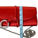 Rodo Red Satin Clutch Silver Gem Ring Closure Photo 9