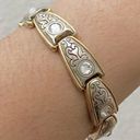 Brighton Retired Vintage  2-tone Gold & Silver Rhinestone Ornate Link Bracelet Photo 1