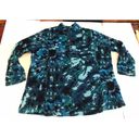 Woman Within  1/4 Zip Pullover Jacket Plus Size Microfleece 1X Blue Camouflage GB Photo 3