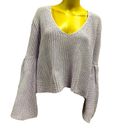 Free People  Purple Damsel Knit Bell Flared Sleeve Cotton Sweater Women’s Medium Photo 7