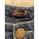 Seven7  Womens Capri Jeans Sz 12 Dark Wash Mid-Rise Embroidered Contrast Stitch Photo 3