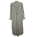 Banana Republic  Factory Cream Black Striped Satin Long Sleeve Maxi Shirt Dress Photo 4