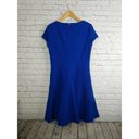 Rebecca Taylor  Dress 12 Womens Textured Cap Sleeve Tiered Fit & Flare Blue Photo 8