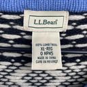 L.L.Bean  Lambswool Cardigan Sweater Fair Isle Knit Black Blue Ivory Womens XL Photo 5